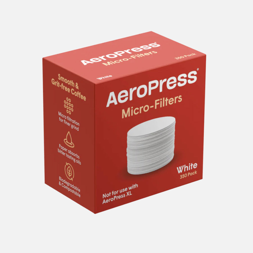 AeroPress Micro-Filters red box with a stack of white filters